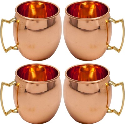 

Elite Handicrafts Export Quality Copper Mug(500 ml, Pack of 4), Brown