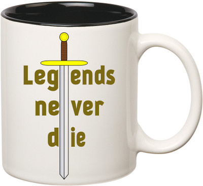 HuppmeGift Legends Inner Black Ceramic Mug(350 ml), Black;white