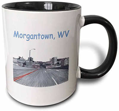 

3dRose Colored Pencil Drawing of the City Skyline of Morgantown Wv Two Tone Black, 11 oz, Black/White Ceramic Mug(60 ml), Multicolor