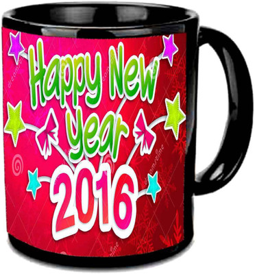 

Raj Laxmi New year well wishes black Ceramic Mug(350 ml)