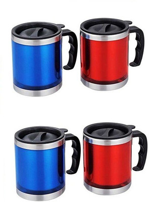 

Phoenix Economical Travel Carbon Steel Mug(200 ml, Pack of 4), Blue;red