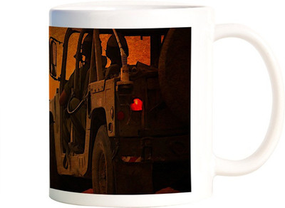 

Rangeele Inkers Jeep Travel Ceramic Mug(300 ml), Multicolor