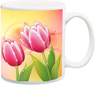 

ME&YOU Beautiful Pink Flowers High Quality Designer Prints Ceramic Mug(325 ml), Multicolor