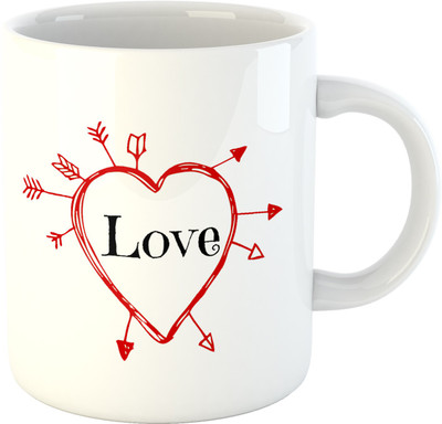 

Deeher Gifts Love design 3 Ceramic Mug(330 ml), Multicolor