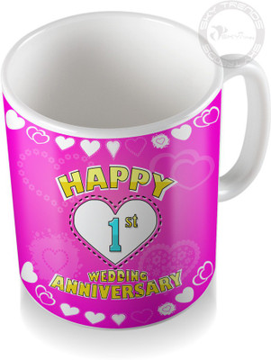

SKY TRENDS 1st Happy Wedding Anniversary Coffee Ceramic Mug(320 ml), White