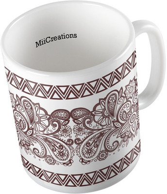

MiiCreations Printed Mehndi Design Ceramic Mug(325 ml), Multicolor