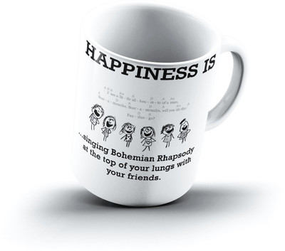 

Ucard Happiness Is1327 Bone China, Ceramic, Porcelain Mug(325 ml), Multicolor