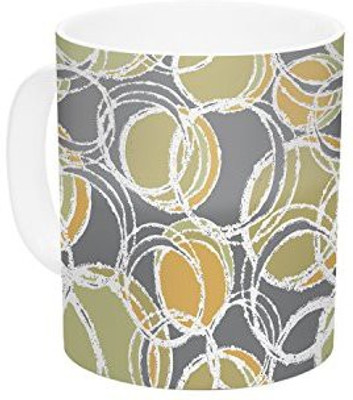 

Kess InHouse InHouse Julia Grifol Simple Circles in Grey Ceramic Coffee, 11 oz, Multicolor Ceramic Mug(60 ml)
