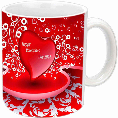 

Raj Laxmi 2016 hearts valentine white Ceramic Mug(369 ml)