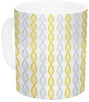 

Kess InHouse InHouse Julie Hamilton Lemon Pod Yellow Gray Ceramic Coffee, 11 oz, Multicolor Ceramic Mug(60 ml)