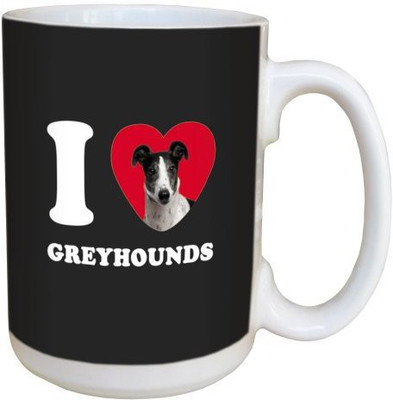 

Tree Free Free Greetings LM45063 I Heart Greyhounds Ceramic with Full-Sized Handle, 15-Ounce, Black and White Ceramic Mug(60 ml), Multicolor