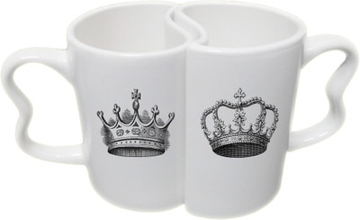 

Ucard Valentines Day King Queen Couple Bone China, Ceramic, Porcelain Mug(325 ml), Multicolor