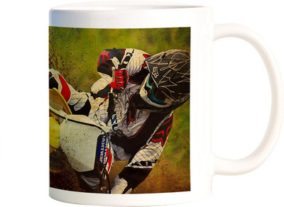 

Rangeele Inkers Biker Stunts Ceramic Mug(300 ml), Multicolor