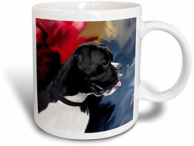 

3dRose Black White Boxer Ceramic, 15-Ounce Ceramic Mug(60 ml)