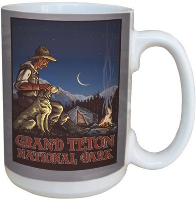 

Tree-Free Greetings Greetings 79368 Grand Teton Camping by Paul A. Lanquist Ceramic with Full-Sized Handle, 15-Ounce, Multicolored Ceramic Mug(60 ml), Multicolor