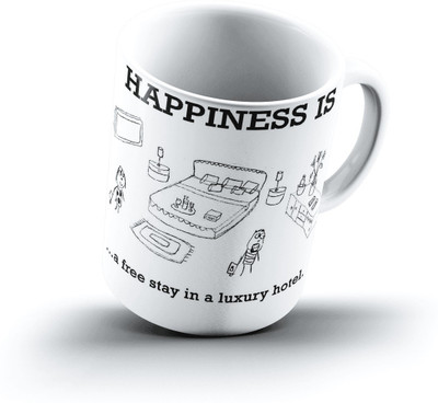 

Ucard Happiness Is1188 Bone China, Ceramic, Porcelain Mug(325 ml), Multicolor