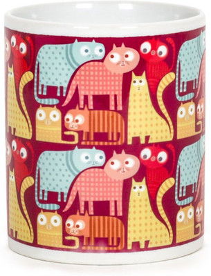 

Chumbak Bestie Cats Ceramic Mug(300 ml), Multicolor