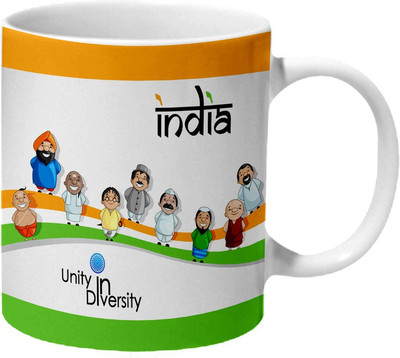 

Mooch Wale India Unity In Diversity Ceramic Mug(325 ml), Multicolor