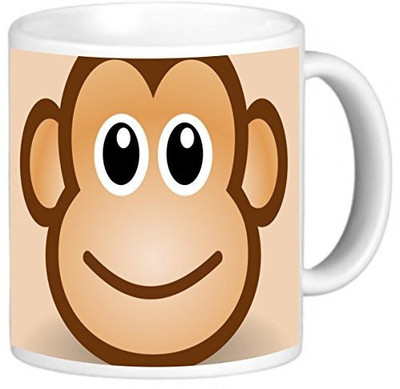 

Rikki Knight LLC Knight Photo Quality Ceramic Coffee, 11 oz, Monkey Cartoon Face Ceramic Mug(60 ml), Multicolor