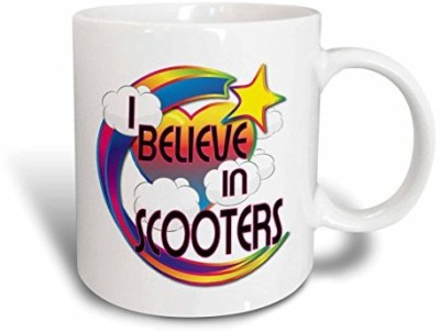 

3dRose I Believe in Scooters Cute Believer Design Ceramic, 11 oz, White Ceramic Mug(60 ml), Multicolor