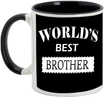 

AllUPrints Gifts For Bhaiya Dooj - World Best Brother Black Ceramic Mug(325 ml)