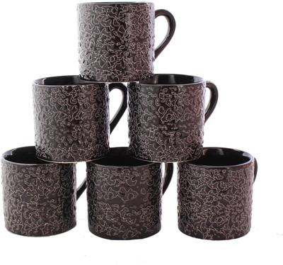 

Aarzool Cup14wer Ceramic(Black, Brown, Pack of 6)