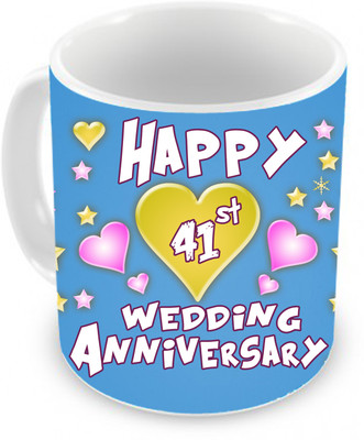 57% OFF on TIED RIBBONS Gift for 41st Happy Anniversary Ceramic Coffee Mug(350 ml)