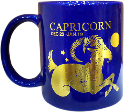 

Art-N-Soul Zodiac Sign Capricorn Designer Coffee Cup Ceramic Mug(350 ml), Blue;gold