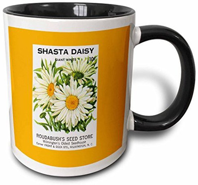 

3dRose mug_170807_4 Shasta Daisy Giant White Seed Packet Reproduction Two Tone Black, 11 oz, Black/White Ceramic Mug(60 ml)