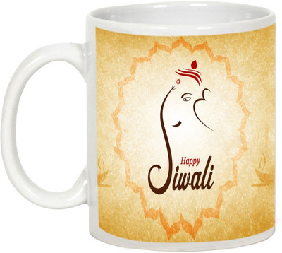 

AllUPrints Gifts For Diwali - Enjoy The Real Deepavali Ceramic Mug(325 ml), White