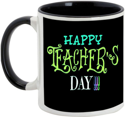 

AllUPrints Happy Teacher's Day Ceramic Mug(325 ml), Black