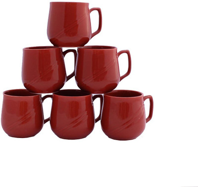 

Aarzool Yellow Matki Cups Ceramic(Maroon, Pack of 6)
