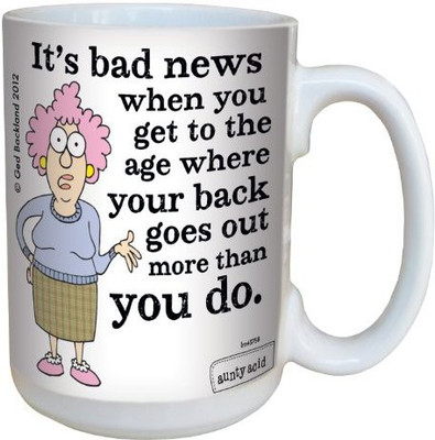 

Tree-Free Greetings Greetings lm43758 Hilarious Aunty Acid Bad News by The Backland Studio Ceramic, 15-Ounce Ceramic Mug(60 ml), Multicolor