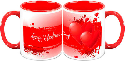 

Homesogood Heart Throbbing Valentine's Day (Set Of 2) Ceramic Mug(325 ml, Pack of 2)