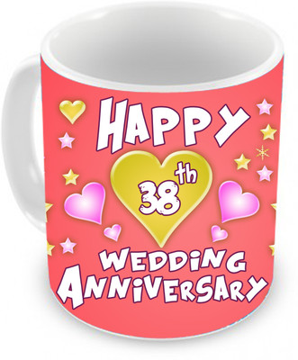 57% OFF on TIED RIBBONS Gift for 38st Happy Anniversary Ceramic Coffee Mug(350 ml)