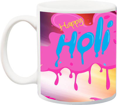 

ME&YOU Gift for Holi;;Happy holy colorfull Cartoon new 3D Printed Ceramic Mug(325 ml), Multicolor