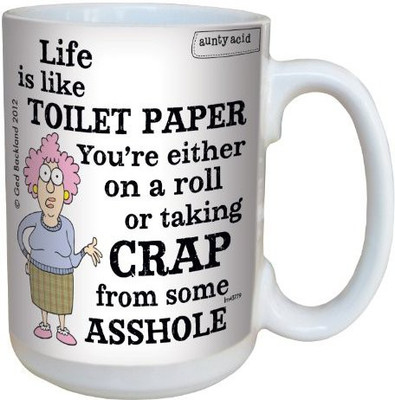 

Tree-Free Greetings Greetings lm43779 Hilarious Aunty Acid Toilet Paper by The Backland Studio Ceramic, 15-Ounce Ceramic Mug(60 ml), Multicolor