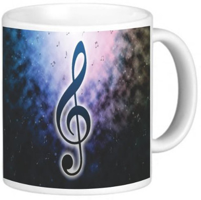 

Rikki Knight LLC Knight Photo Quality Ceramic Coffee, 11 oz, Blue Music Notes on Smokey Background Ceramic Mug(60 ml)