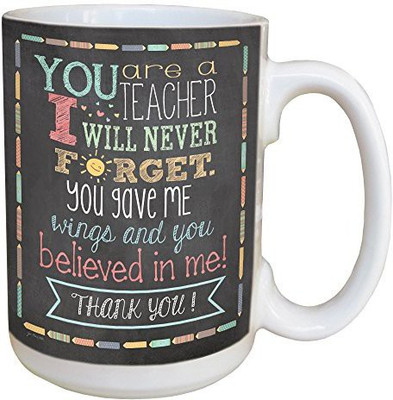 

Tree-Free Greetings Greetings 46218 Jo Moulton Teacher Thanks Ceramic with Full-Sized Handle, 15-Ounce Ceramic Mug(60 ml), Multicolor