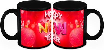 

Homesogood Happy New Year Ceramic Mug(325 ml, Pack of 2)