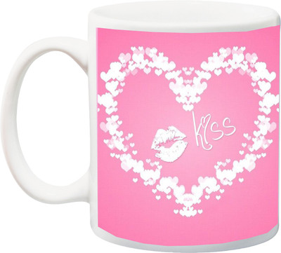 

ME&YOU Happy Kiss Day;Lips Kiss Designer 3D printed Ceramic Mug(325 ml), Multicolor