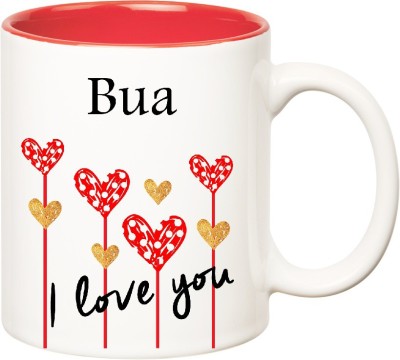 

Huppme I Love You Bua Inner Red (350 ml) Ceramic Mug(350 ml), Red;white