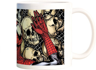 

Rangeele Inkers Spiderman On Skulls Ceramic Mug(300 ml), Multicolor