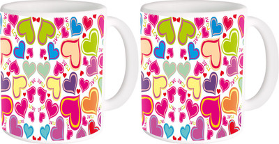 

Heyworlds gifts for color design 03 Ceramic Mug(325 ml, Pack of 2), Multicolor