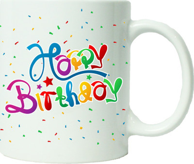 

Maison N Mode Happy Birth Day Colour Spot Coffee Ceramic Mug(330 ml), Multicolor