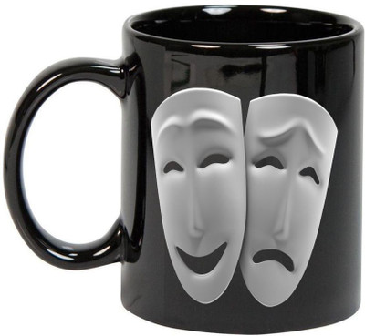 

Prithish Sad Mask Happy Mask Black Ceramic Mug(330 ml), Multicolor