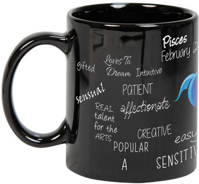 

Prithish Pisces Black Ceramic Mug(330 ml), Multicolor