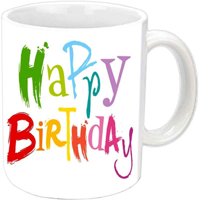 

Raj Laxmi Appy colourfull b'day white Ceramic Mug(350 ml)