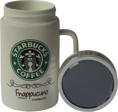 

Urban Turban Starbucks Green Coffee with Lid Cap Ceramic Mug(400 ml), Multicolor