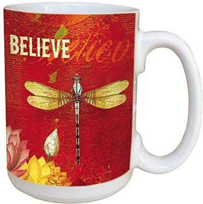 

Tree-Free Greetings Greetings 45548 Angi and Silas Dragonfly Believe Ceramic with Full-Sized Handle, 15-Ounce Ceramic Mug(60 ml), Multicolor